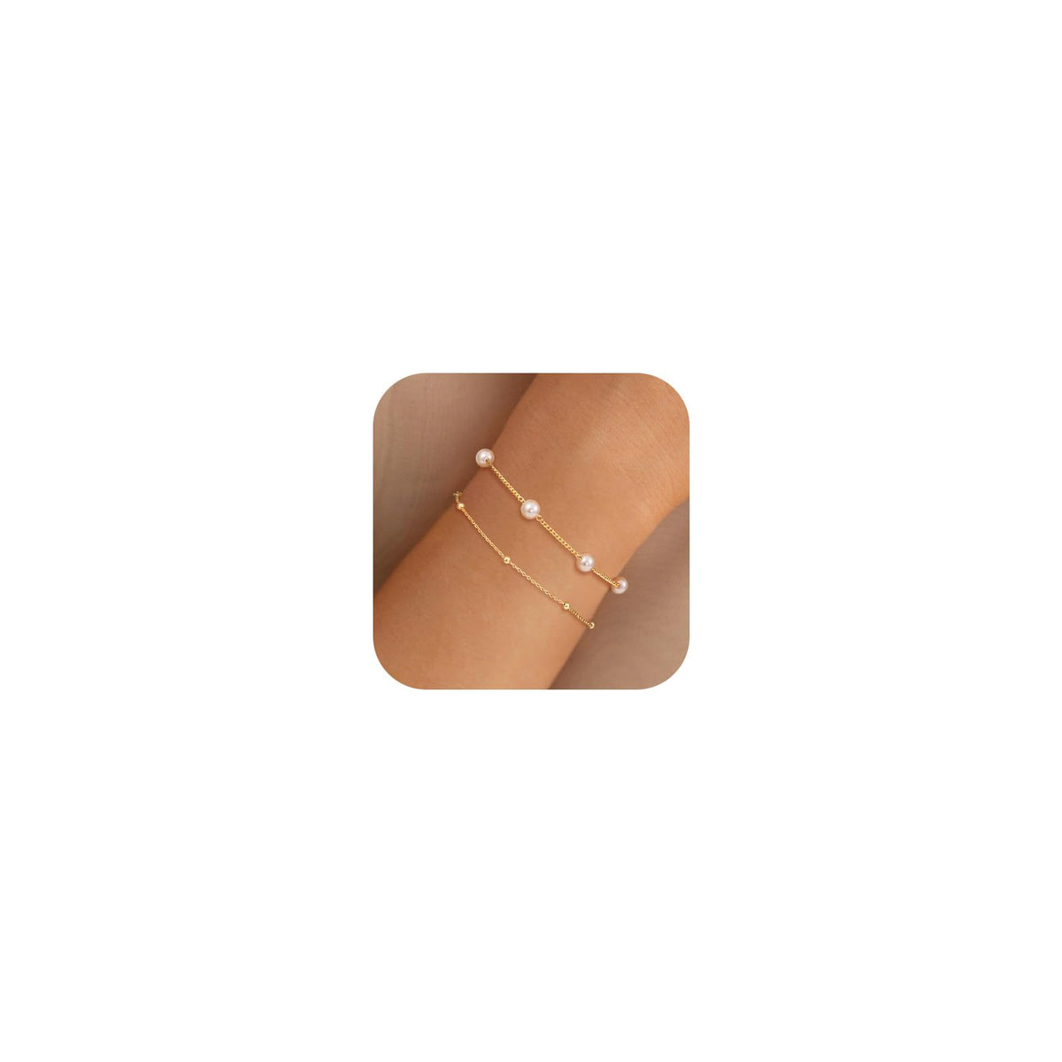 NECOCY Pearl Bracelet for Women, 14K Gold Plated/Silver Plated Bracelet