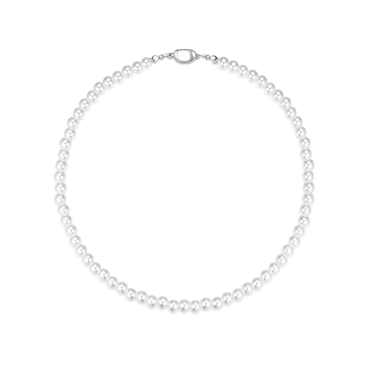 Zeffy Pearl Necklace 4MM/6MM/8MM Dainty Round Imitation Pearl Choker Necklace Wedding Pearl Necklace Delicate Jewelry for Women Simple Bridesmaid Jewelry Gifts