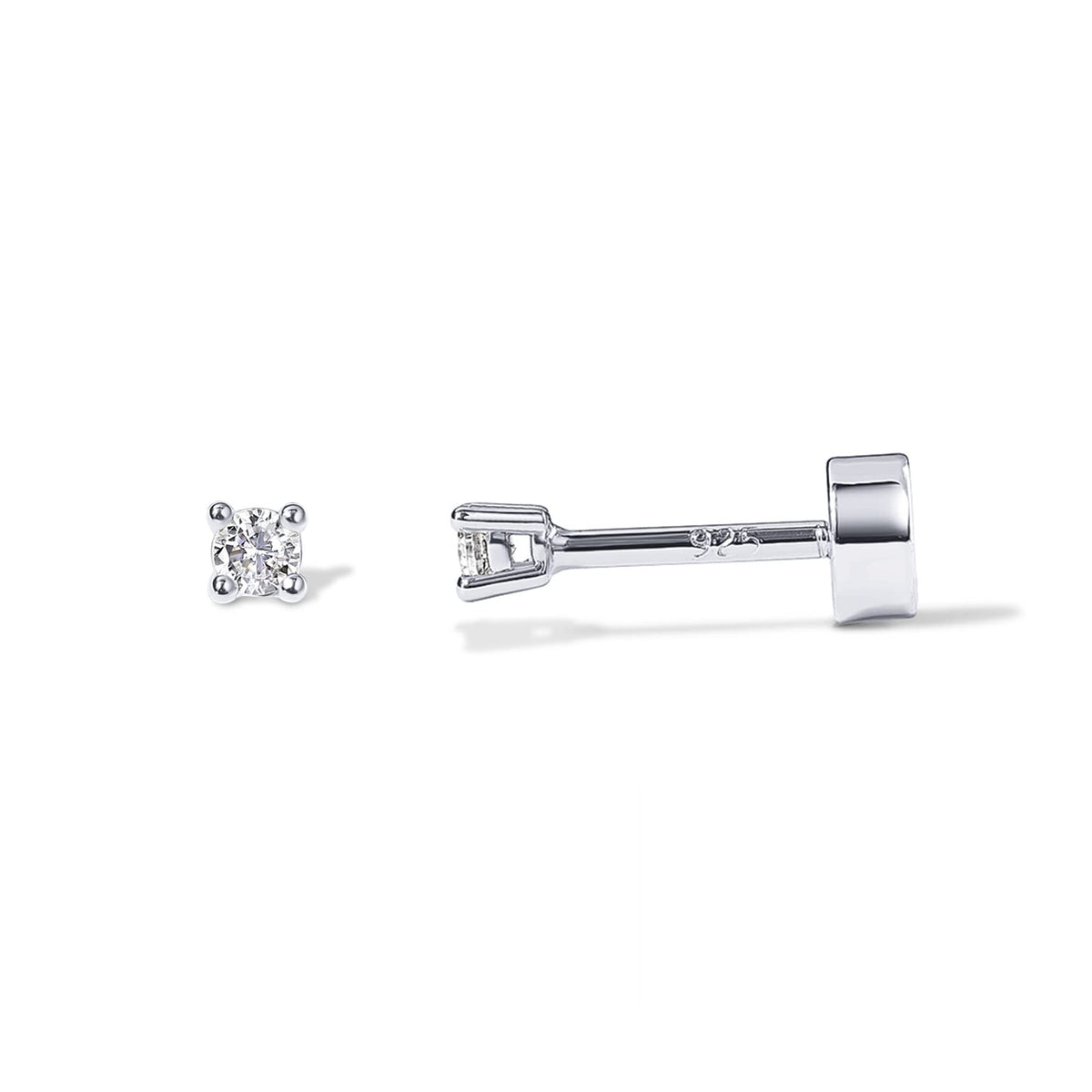 PAVOI Flat Back Stud Earrings for Women, 14K Gold Plated CZ Cartilage Studs