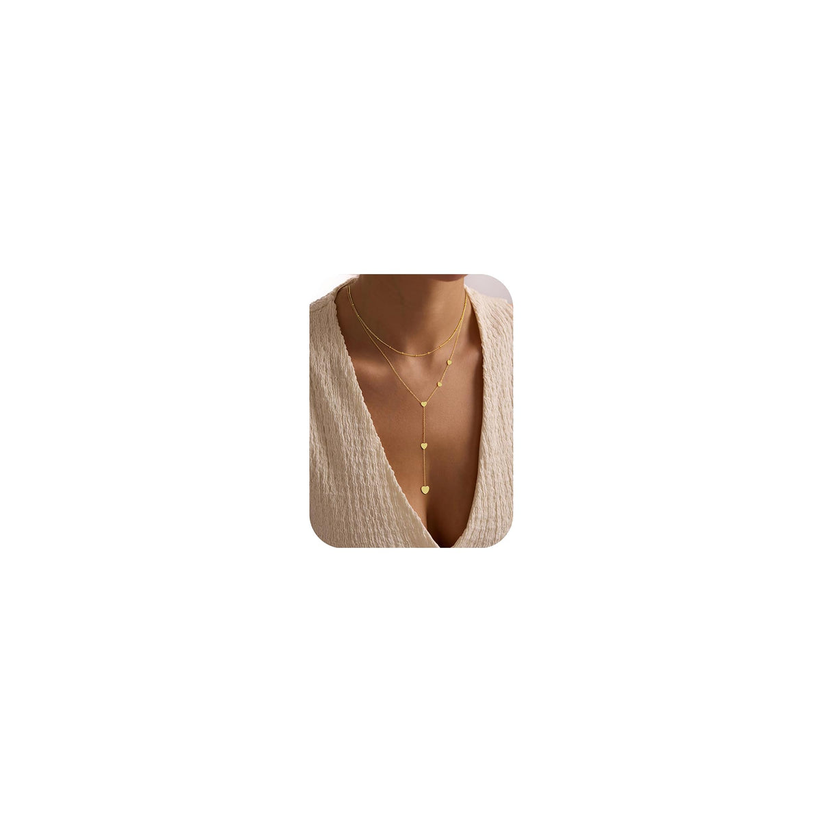 Yoosteel Long 14K-Gold-Plated Necklace for Women,Layered Lariat Necklaces