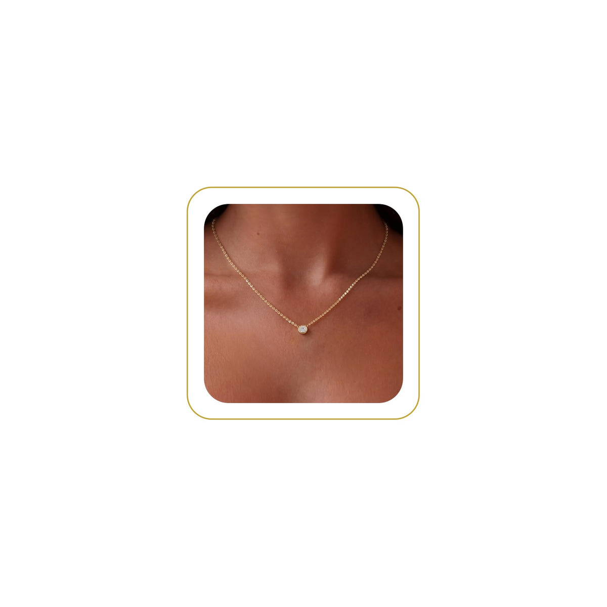 Tewiky Dainty 14k Gold Plated/Silver Cubic Zirconia Necklaces for Women