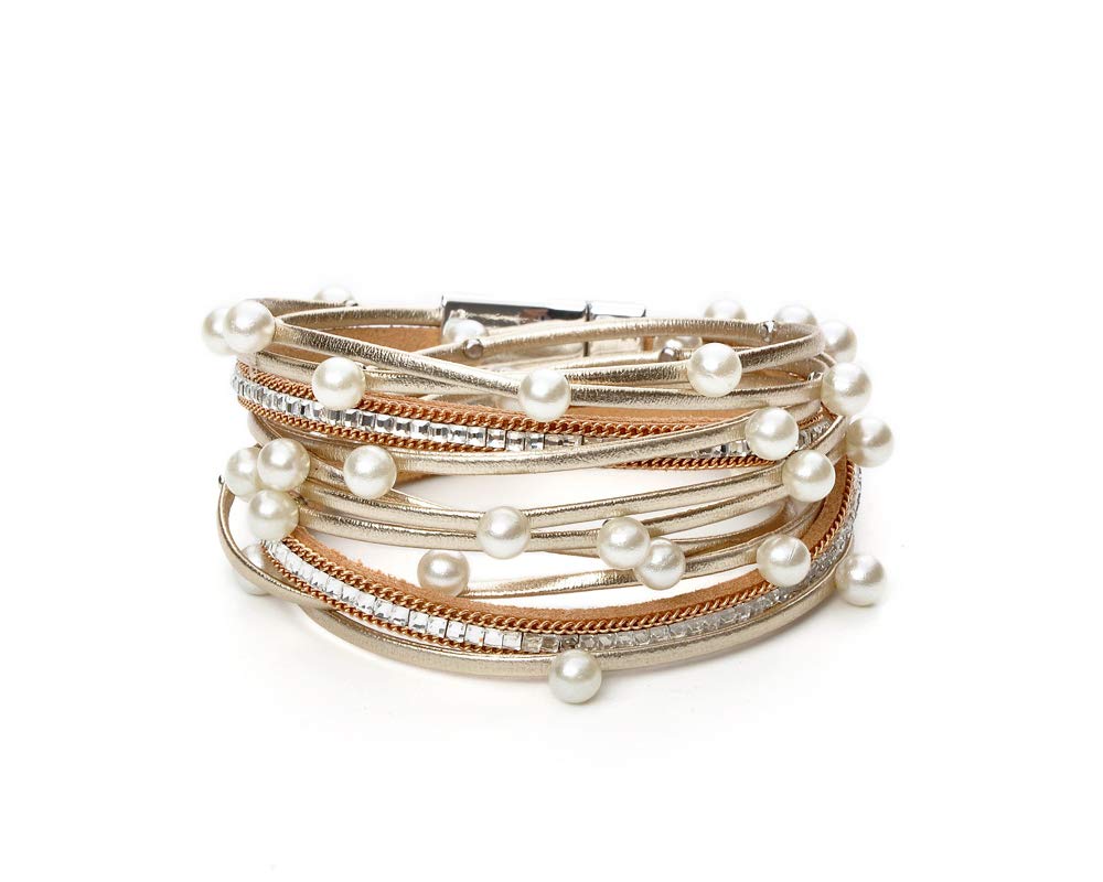 Fesciory Leather Wrap Bracelet for Women, Boho Western Layered Cuff Jewelry