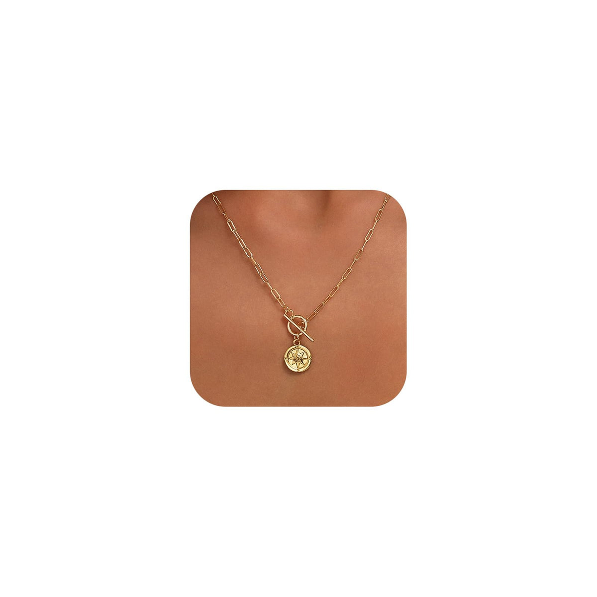 Gold Silver Necklace for Women, Dainty Cubic Zirconia Pendant