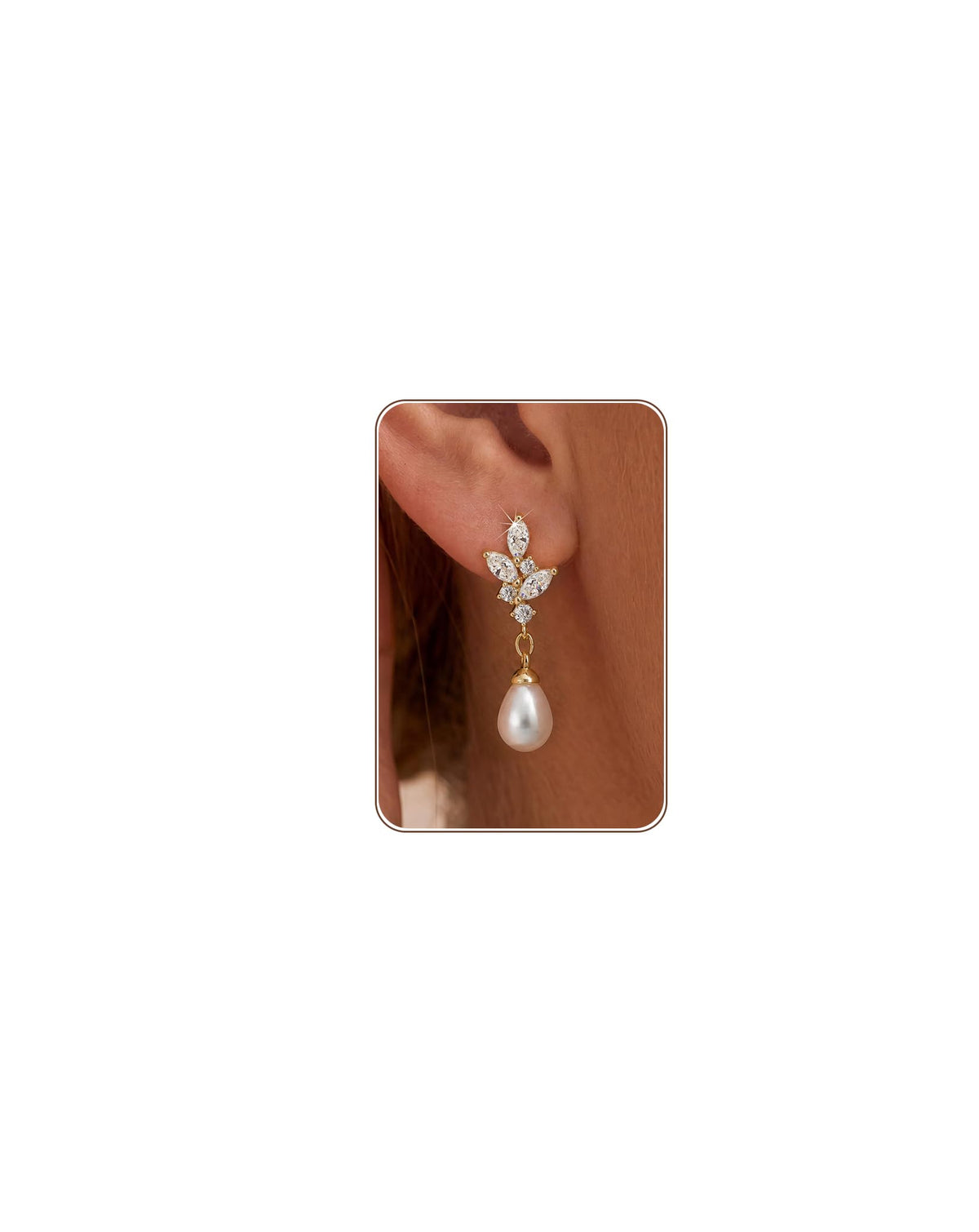 Plenky Pearl Earrings-14K Gold Plated Dainty Pearl Drop Simple Wedding CZ Dangle Dangling Cute Stud Earrings for Brides Earrings for Women Gifts