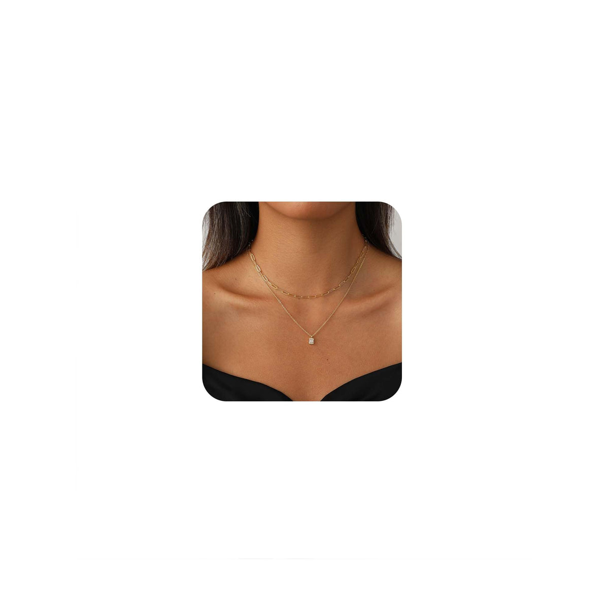 Coshilta Layered Gold Necklaces for Women, 14K Plated Gold Sterling Silver Plated Dainty Pendant Necklace Set with Cubic Zirconia,Stackable Chain Choker,Trendy Personalized Jewelry Gift Non Tarnish