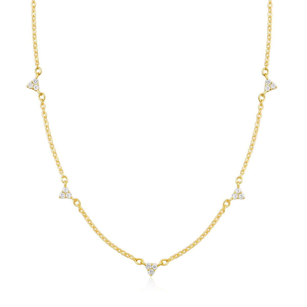 Dainty Silver Gold Necklaces for Women Cute Station Choker Simulated Diamond Necklace Simple Layering CZ Necklace Trendy Jewelry Gifts