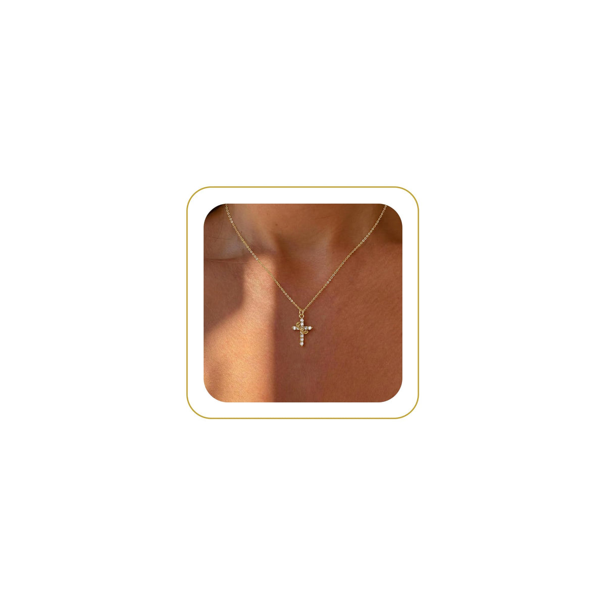 Tewiky Christian Gift Stocking Stuffers Cross Necklace for women-Dainty 14k Gold Plated/Silver Plated Pendant Necklaces Simple Cute Tiny Necklace Jewelry for Women