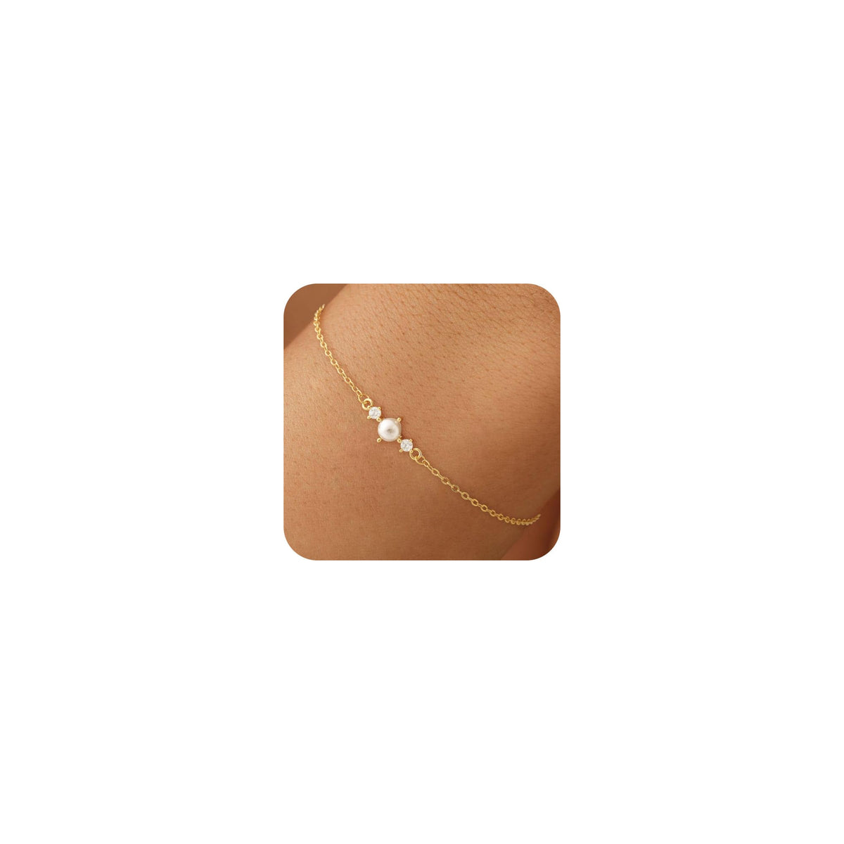 NECOCY Pearl Bracelet for Women, 14K Gold Plated/Silver Plated Bracelet