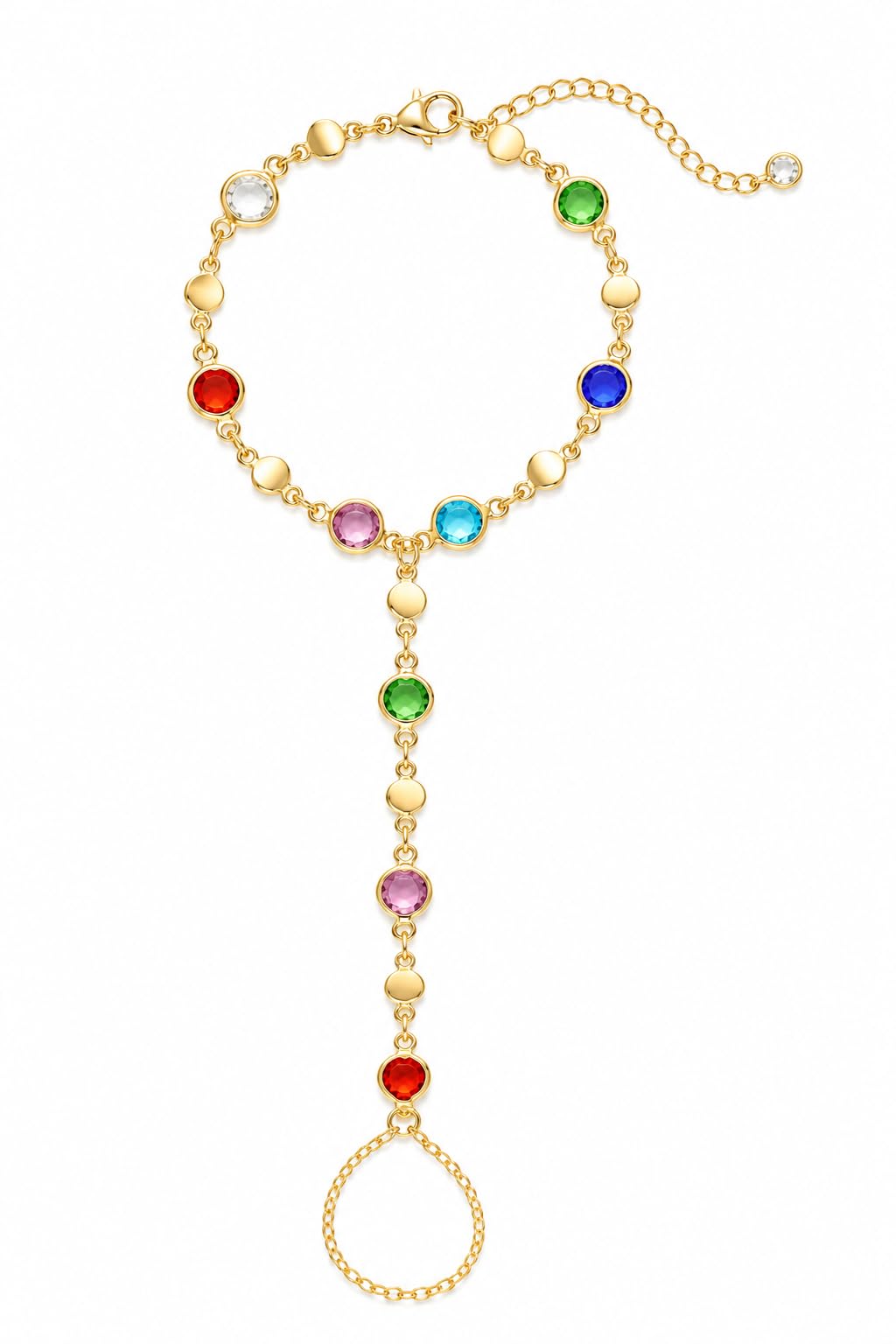 3PCS 14K Gold-Plated Hand Chain Bracelets for Women, Stack Bracelets Set Adjustable, Trendy Dainty Ring Bracelet Hand Chain