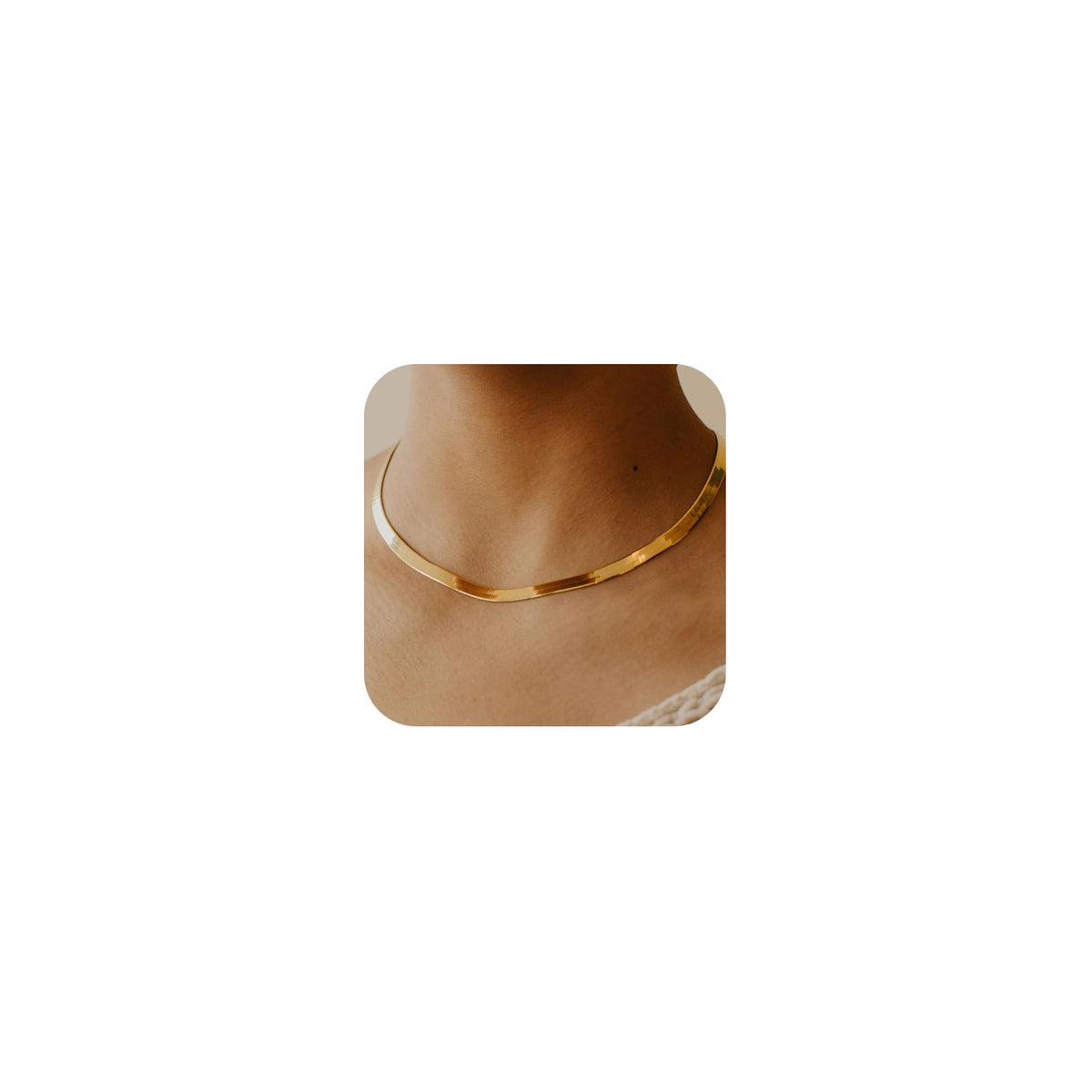 DEARMAY 14K Gold Plated Herringbone Necklaces for Women, Dainty Gold Snake Choker Chain Non Tarnish Trendy Simple Thin & Chunky Options Neckalce 1.5/3/5/6/8mm Chain Jewelry for Gifts