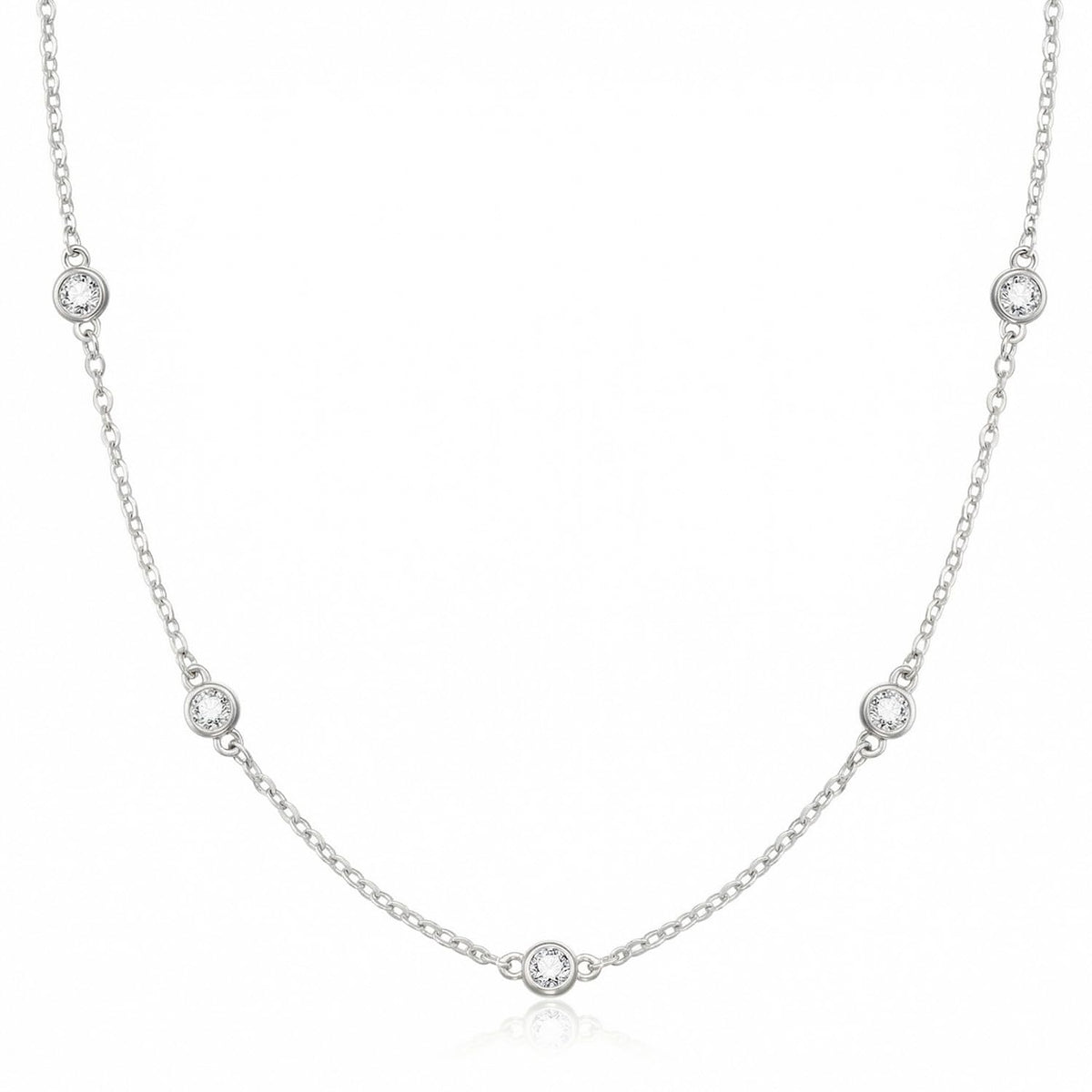 Dainty Silver Gold Necklaces for Women Cute Station Choker Simulated Diamond Necklace Simple Layering CZ Necklace Trendy Jewelry Gifts