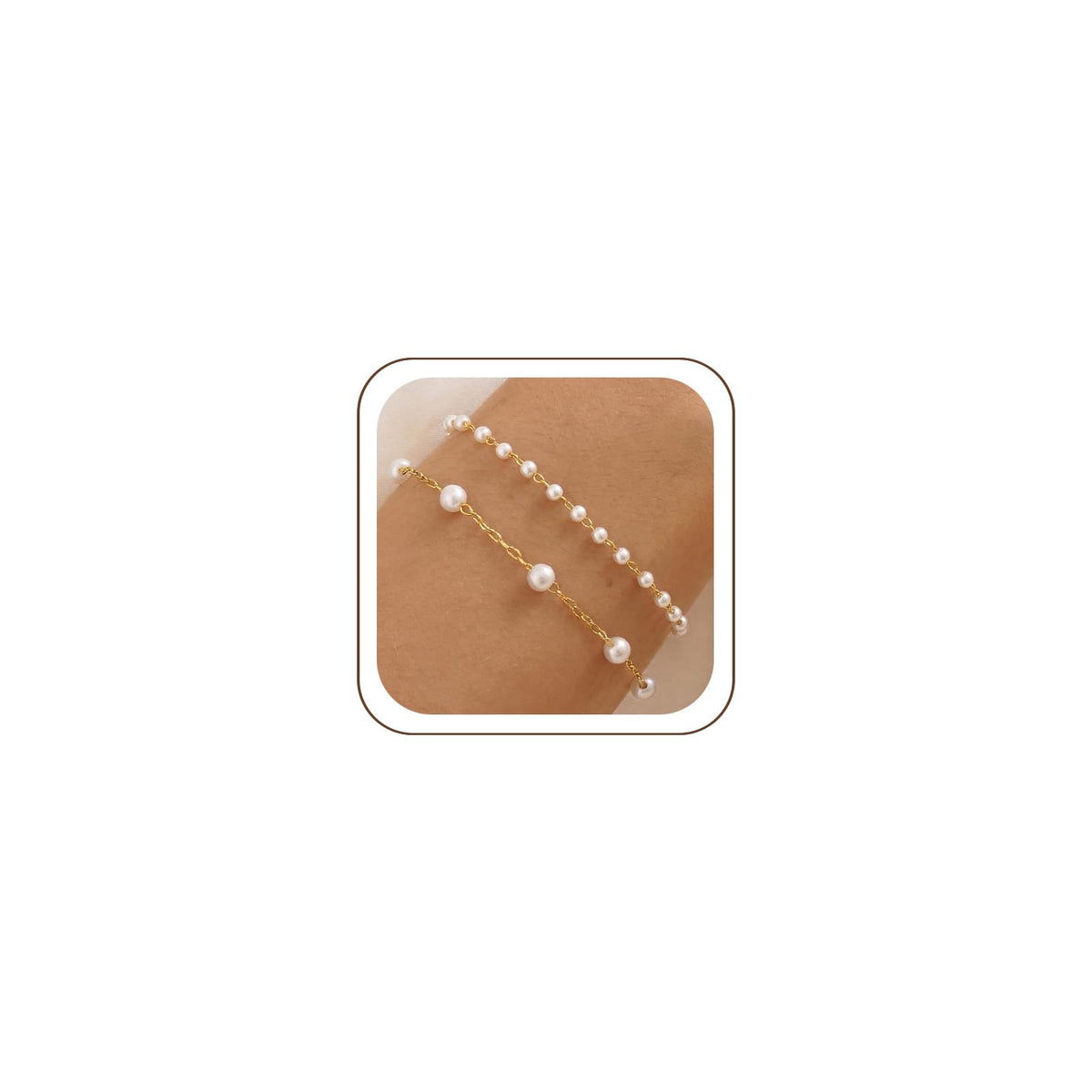 NECOCY Pearl Bracelet for Women, 14K Gold Plated/Silver Plated Bracelet