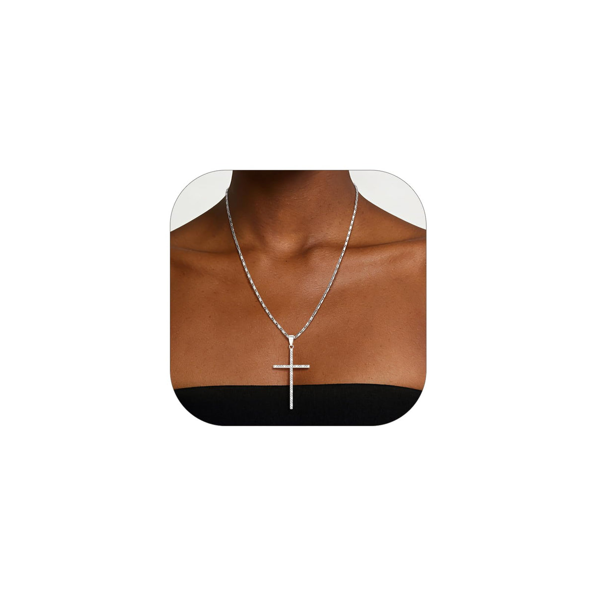 U7 Large Cross Necklace for Women with Cubic Zirconia,20-22 Inches