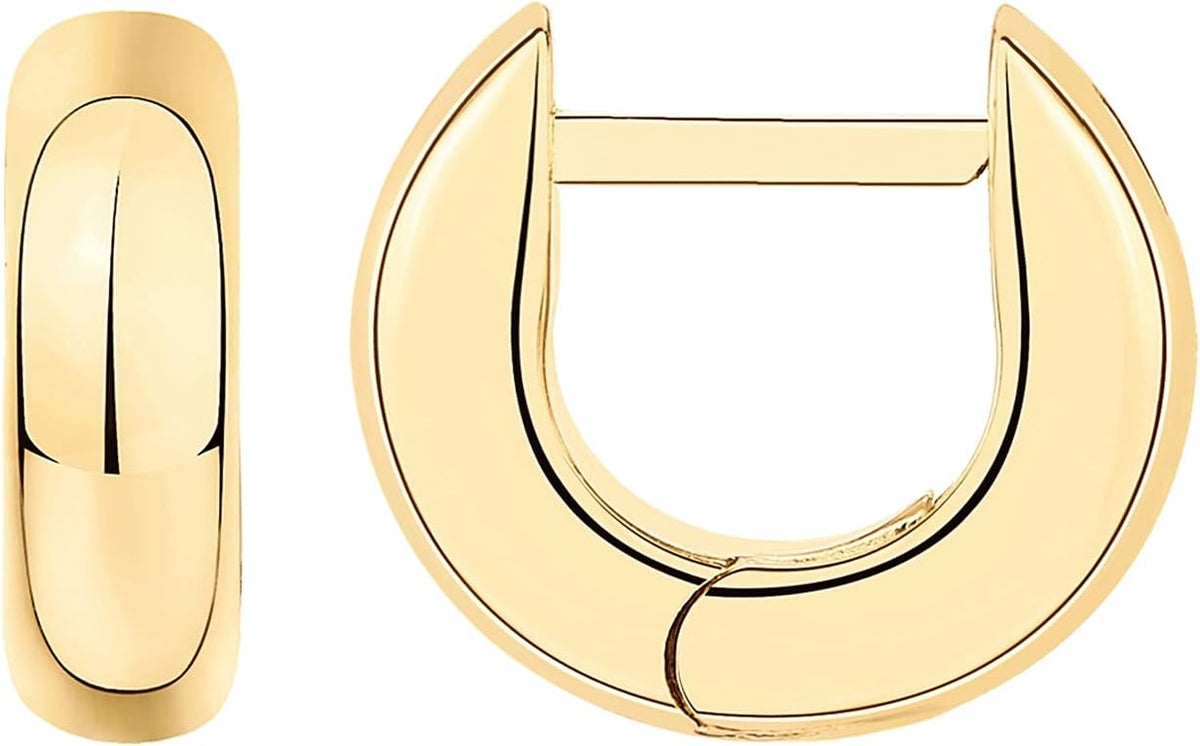 PAVOI 14K Gold Plated Chunky Huggie Earrings for Women, Small Hoop Earrings