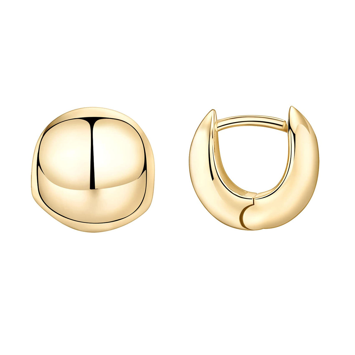 PAVOI 14K Gold Plated Chunky Huggie Earrings for Women, Small Hoop Earrings