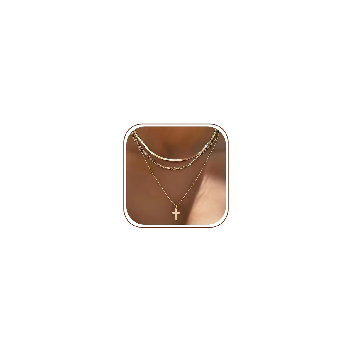 Layered Gold Necklaces for Women, 14K Plated Dainty Stackable Pendant Set