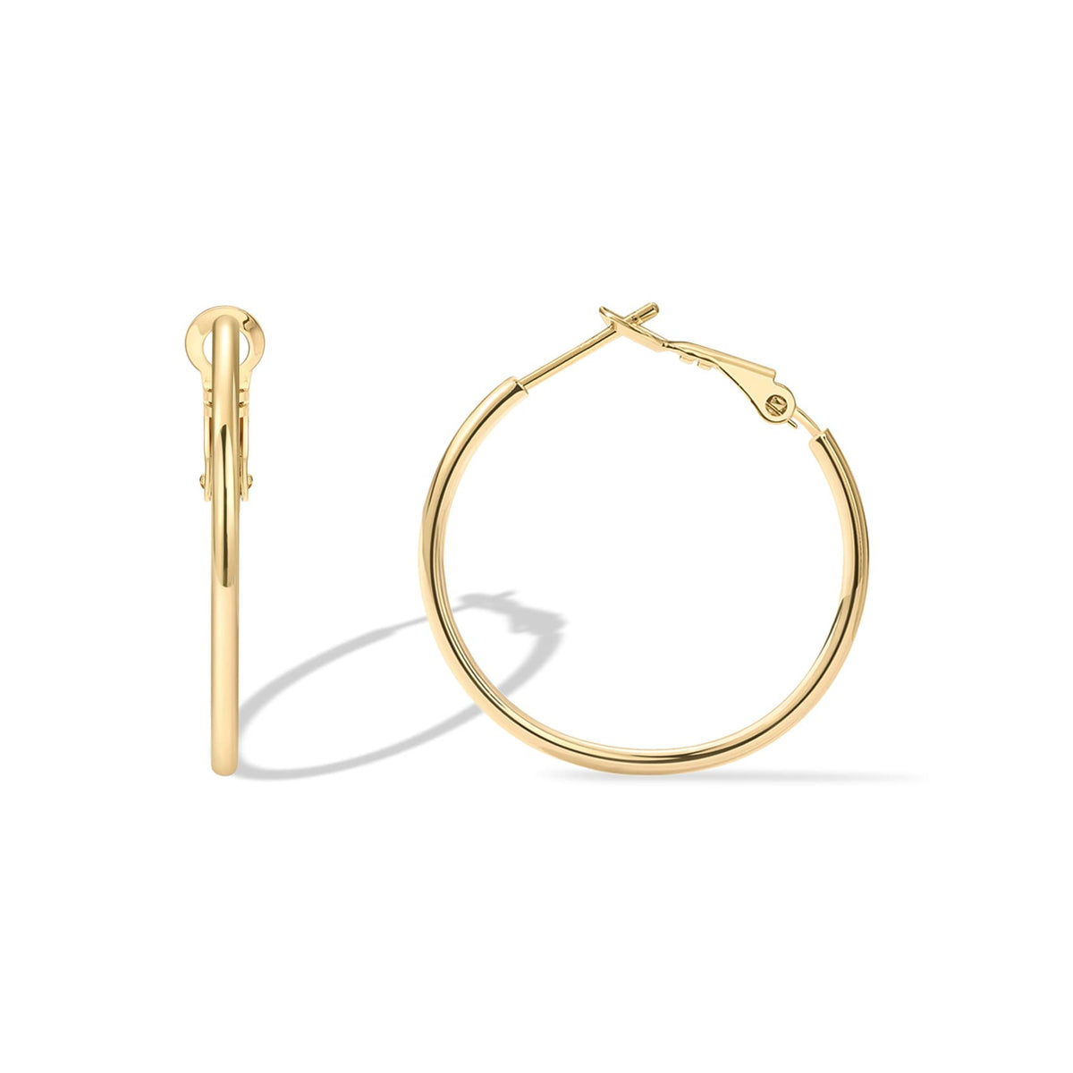 PAVOI Gold Hoop Earrings for Women, 14K Gold Plated Paddle-Back Hoops