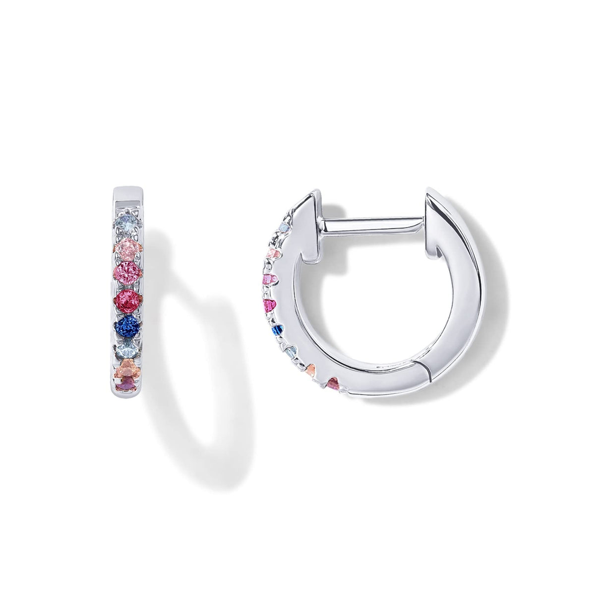PAVOI 14K Gold Plated 925 Sterling Silver Post Huggies | Cubic Zirconia Huggie Earrings for Women | Green, Garnet, Spinel Blue, Black, Multicolored Stones