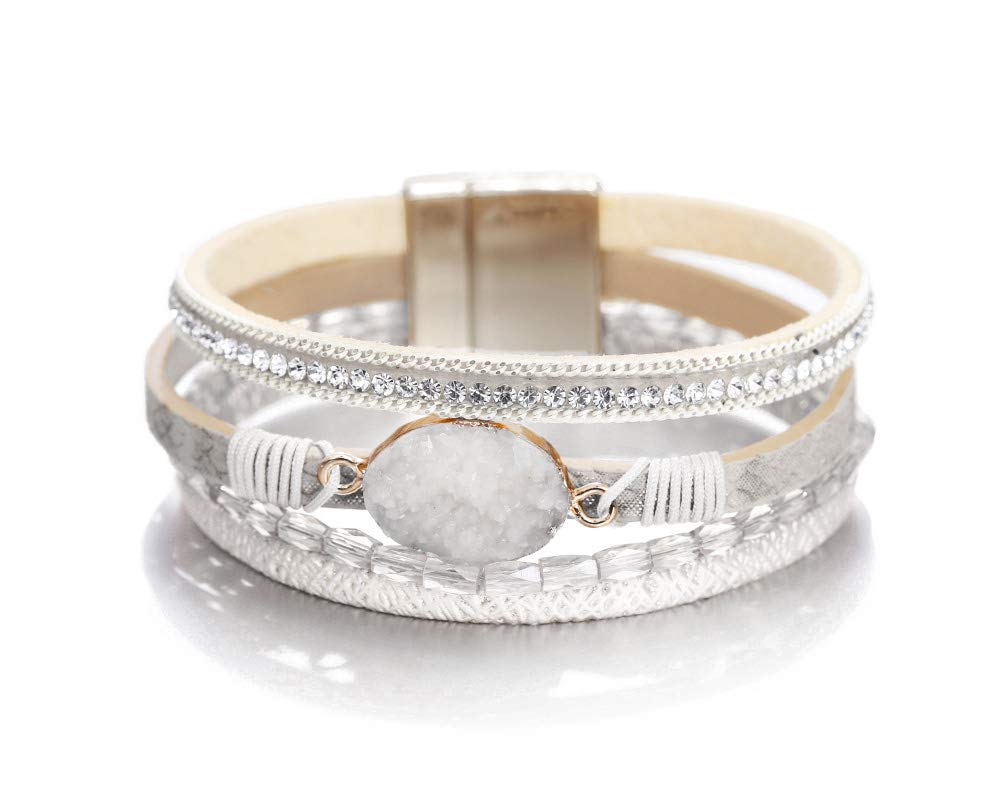 Fesciory Leather Wrap Bracelet for Women, Boho Western Layered Cuff Jewelry