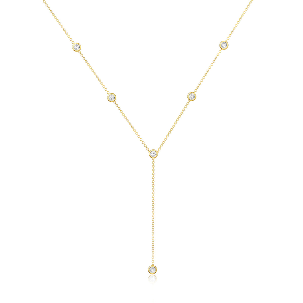 Foxgirl Lariat Gold Necklace for Women, Dainty Long Necklace 14k Gold Plated/Silver Y-Shaped Pendant Necklace Trendy Layered Cz Beaded Chain Drop Necklaces Simple Gold Jewelry For Women Gift