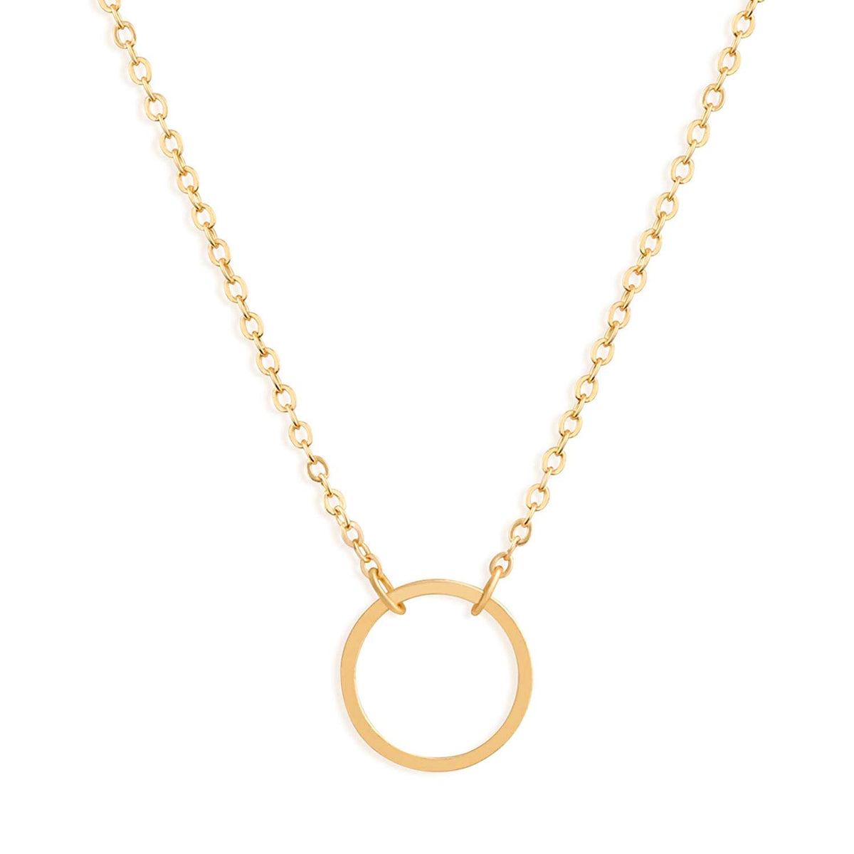 Fettero Pendant Necklace Gold Choker Layered Coin Open Karma Circle Full New Crescent Moon 14K Gold Plated Simple Dainty Necklaces for Women Jewelry Gift