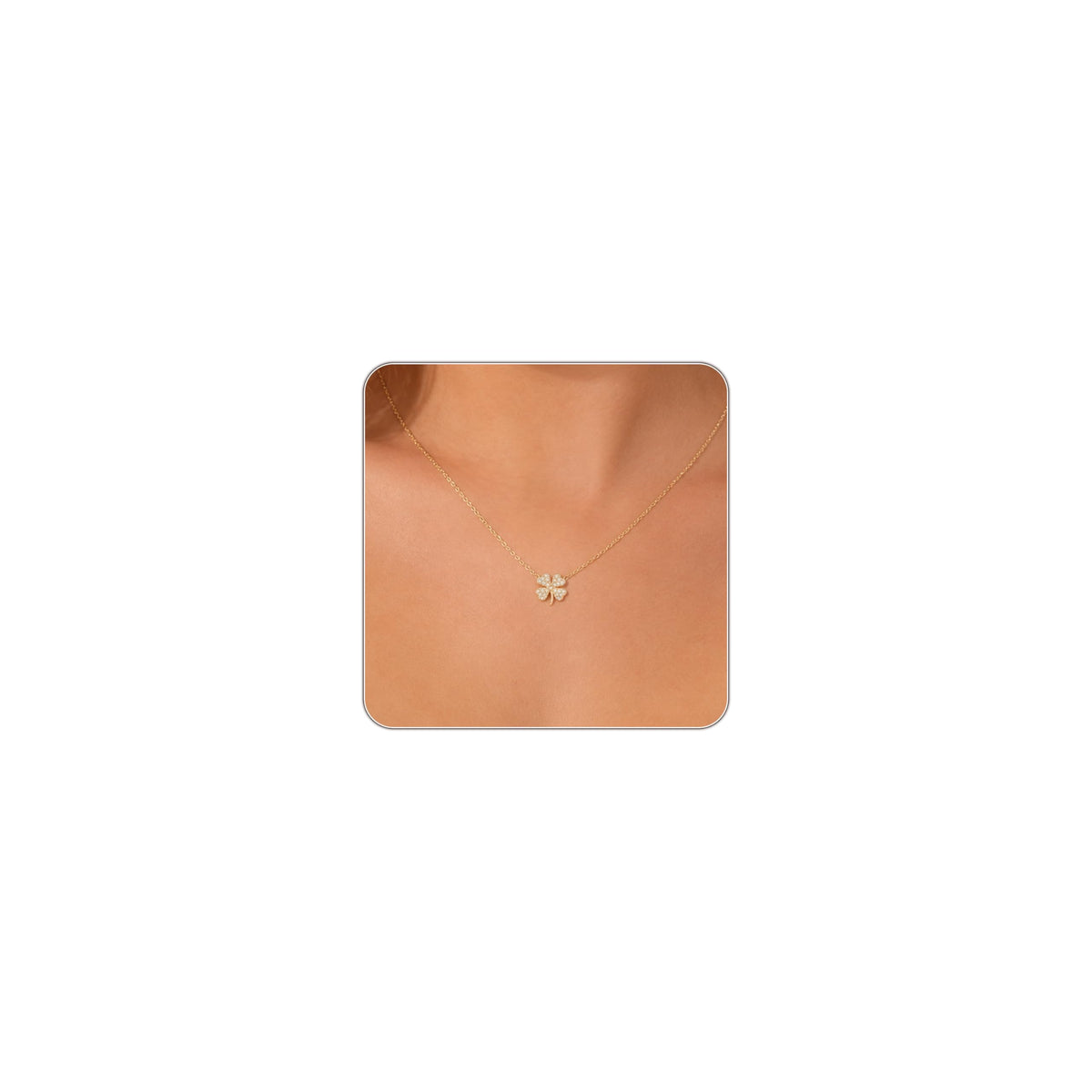 Dainty Gold Necklaces for Women Trendy Non Tarnish 14K Gold Plated Cubic Zirconia Necklace Layered Simple Cute Four Leaf Clover Choker Jewelry Birthday Gifts