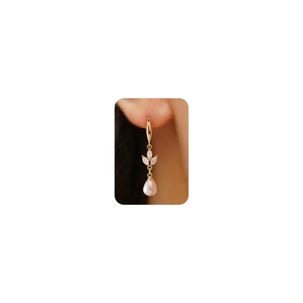 Plenky Pearl Earrings-14K Gold Plated Dainty Pearl Drop Simple Wedding CZ Dangle Dangling Cute Stud Earrings for Brides Earrings for Women Gifts