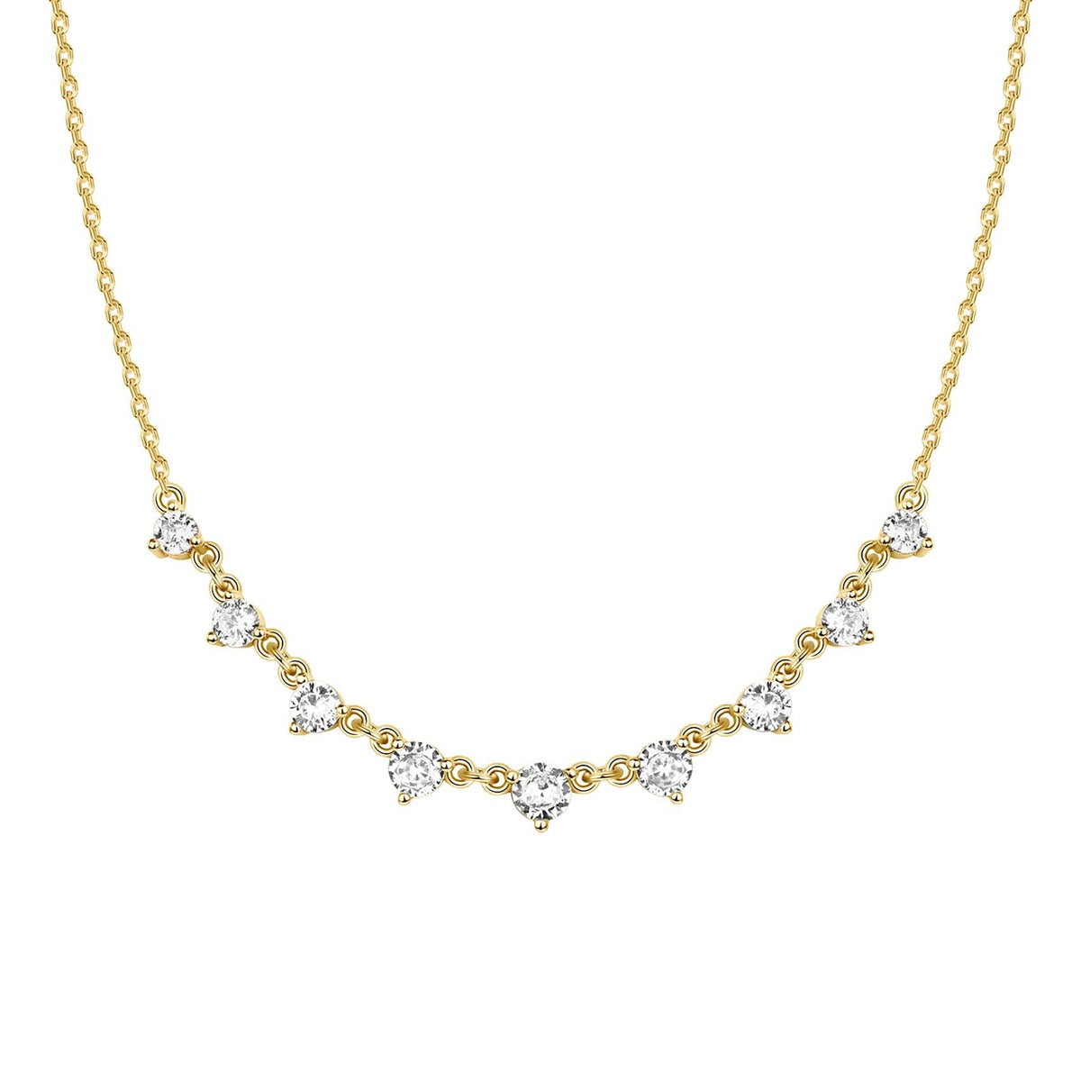 PAVOI Layering Necklace for Women, 14K Gold Plated Station CZ Chain