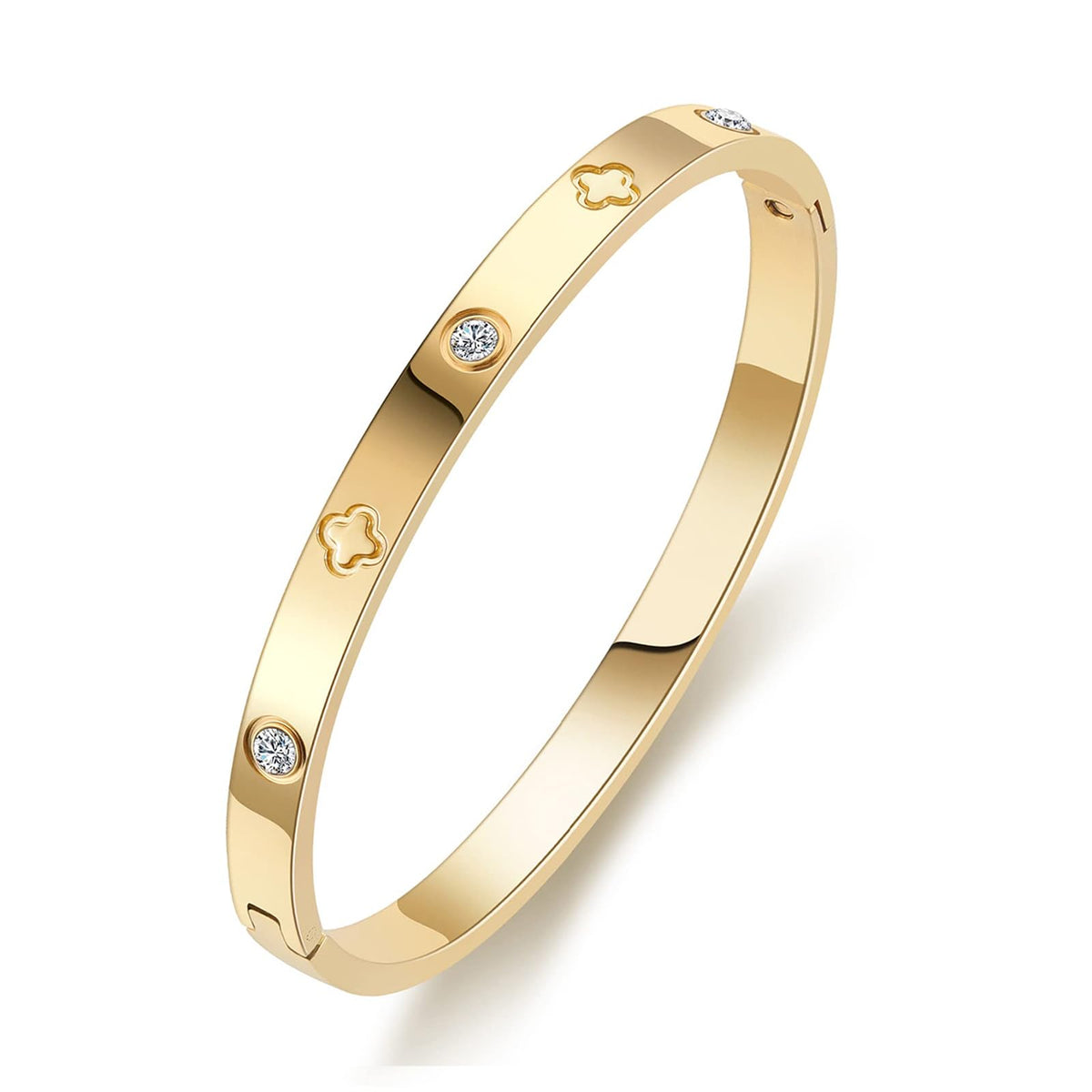 PDWZNBA 18K Gold-Plated Love Friendship Bracelets Trendy Stainless Steel Bangle Jewelry Gifts for Women