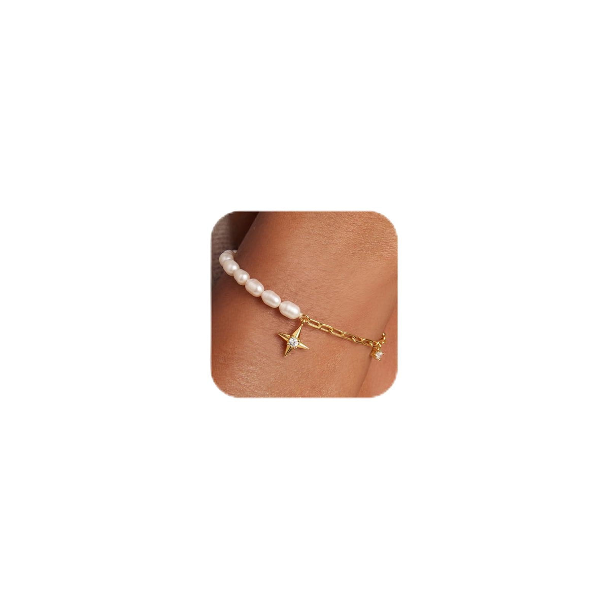 NECOCY Pearl Bracelet for Women, 14K Gold Plated/Silver Plated Bracelet