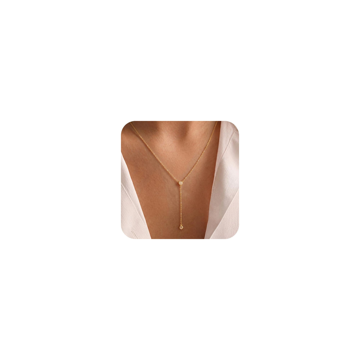 Tewiky Dainty 14k Gold Plated/Silver Cubic Zirconia Necklaces for Women