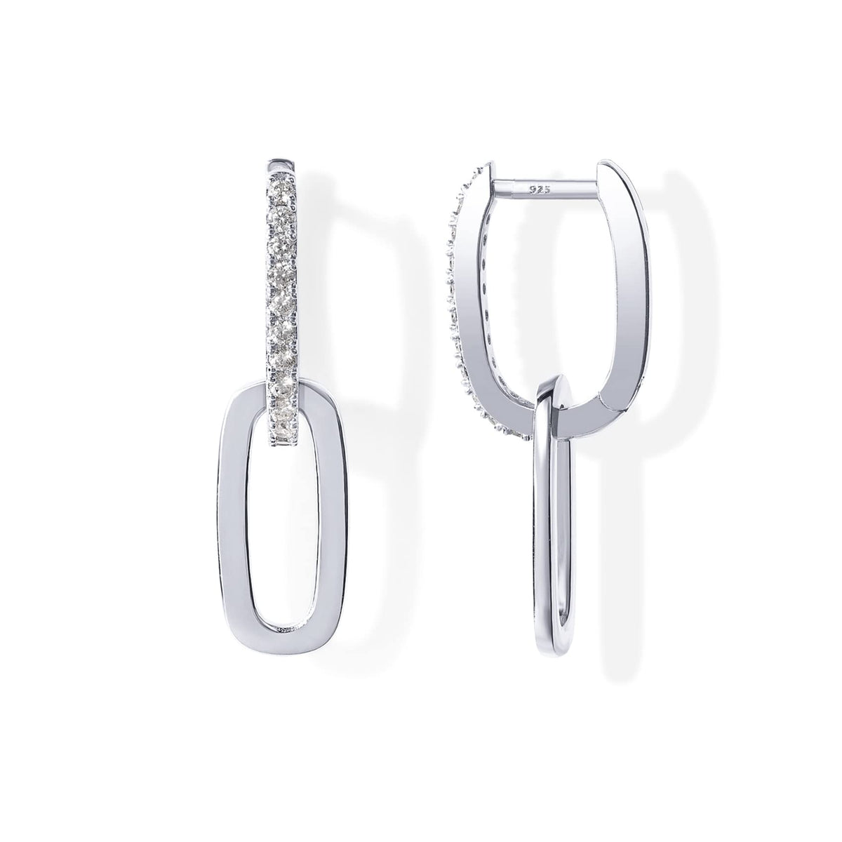 PAVOI Dangle Hoop Earrings for Women, 14K Gold Plated Convertible Paperclip