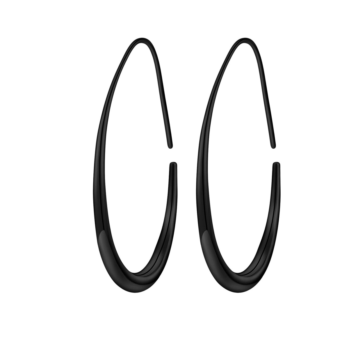 Lightweight Teardrop Hoop Earrings for Women - 14k Gold/White Gold Plated Large Oval Pull Through Hoop Earrings High Polished Statement Jewelry Gift for Women