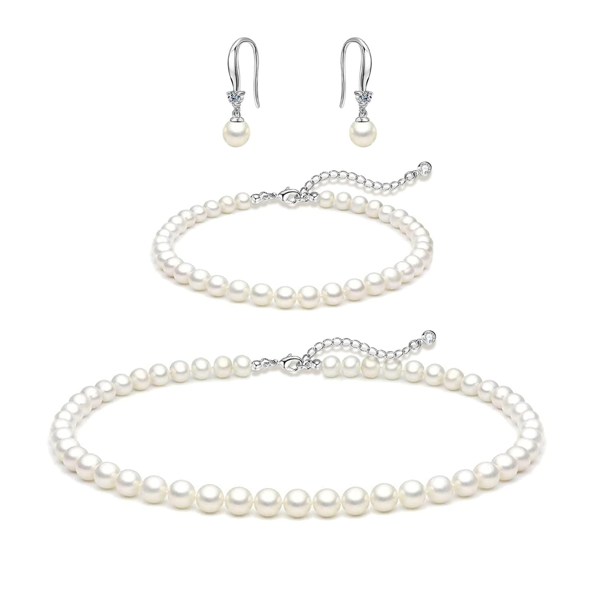 Zeffy Pearl Necklace 4MM/6MM/8MM Dainty Round Imitation Pearl Choker Necklace Wedding Pearl Necklace Delicate Jewelry for Women Simple Bridesmaid Jewelry Gifts