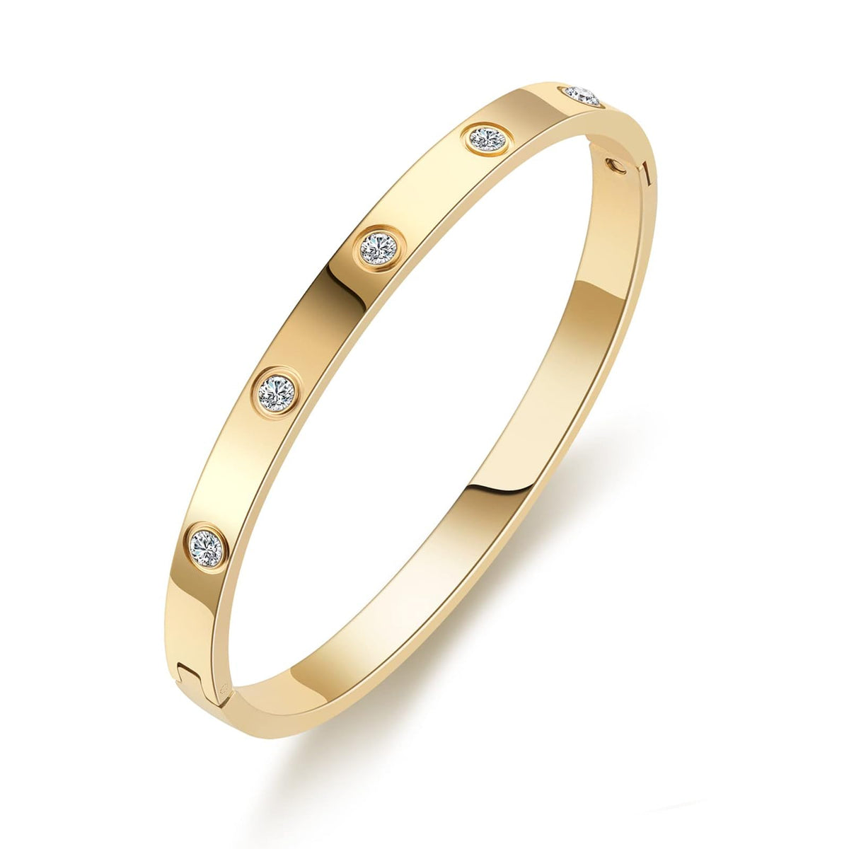 PDWZNBA 18K Gold-Plated Love Friendship Bracelets Trendy Stainless Steel Bangle Jewelry Gifts for Women