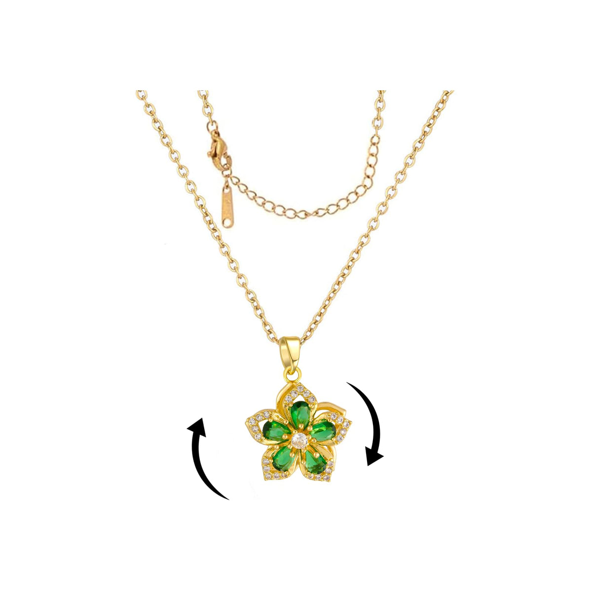 Necklace for Women Gold Flower Fidget Necklace Rotatable Crystal Silver Blossom Pendant Necklaces Adjustable Spinning Fidget Necklaces Redbud Flower Choker Funny Gift Jewelry