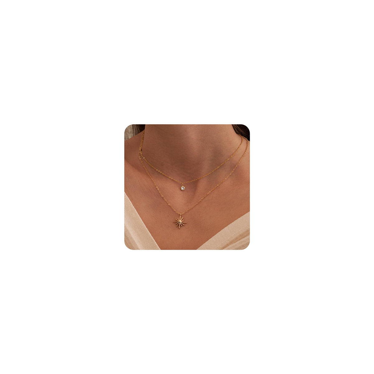 Tewiky Dainty 14k Gold Plated/Silver Cubic Zirconia Necklaces for Women