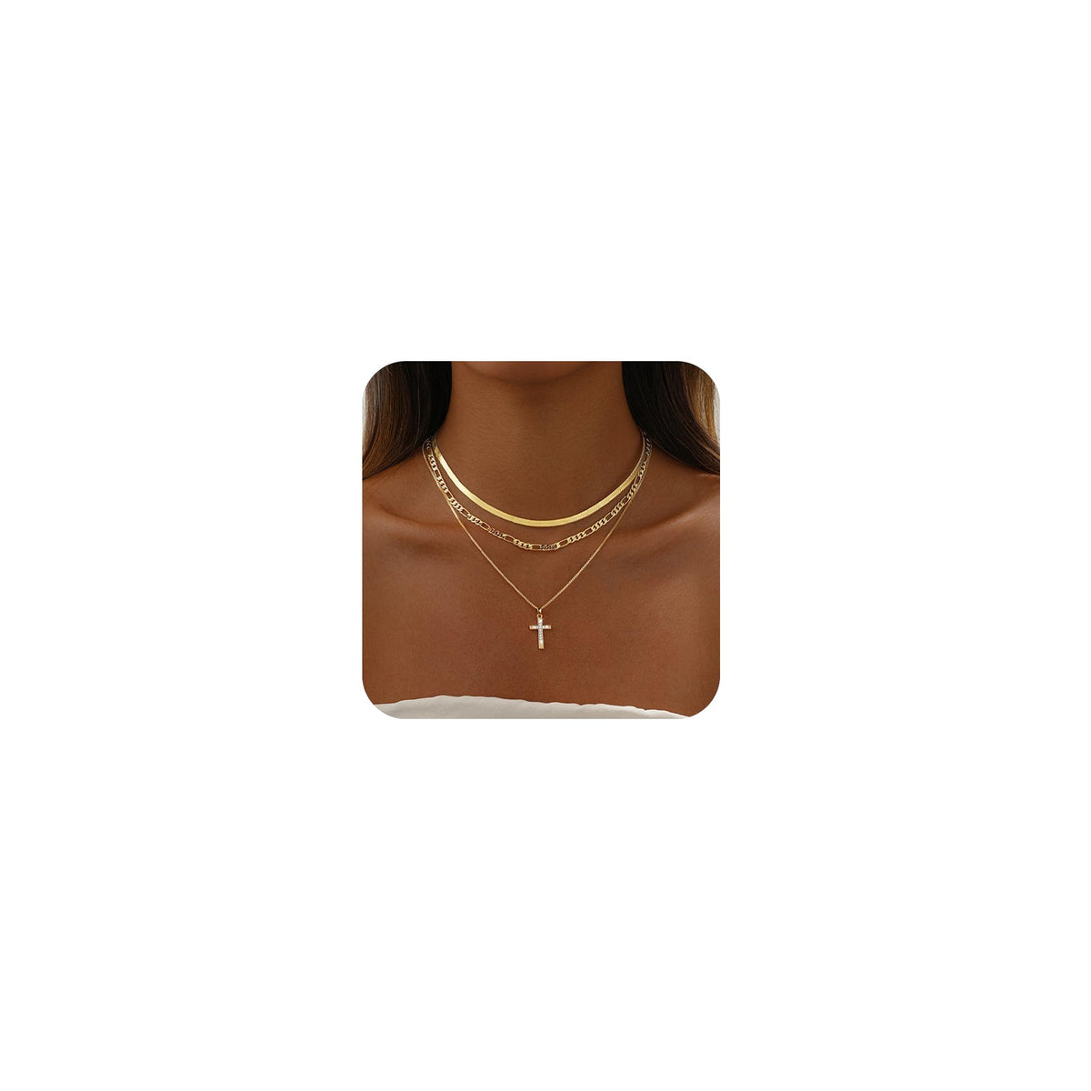 Layered Gold Necklace for Women Stack 14K Gold Plated Long Necklace Set