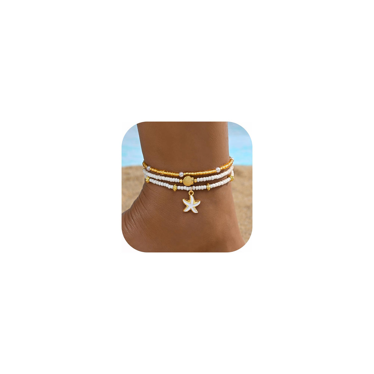 iF YOU Gold Ankle Bracelets for Women, 14k Gold Plated Waterproof Cuban Link Chain Anklets Set, Layered Anklet Bracelets for Women Beach Gift Adjustable Size 5pcs