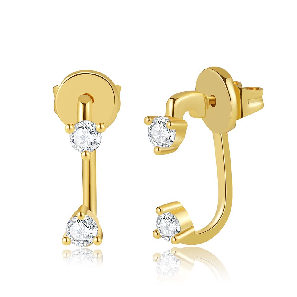 Obidos 14K Gold Plated Illusion Stud Earrings for Women | Triple Huggie Hoop Earrings for One Hole| Trendy Simple Hypoallergenic Fashion Accessories Gold Jewelry Gifts for Womens