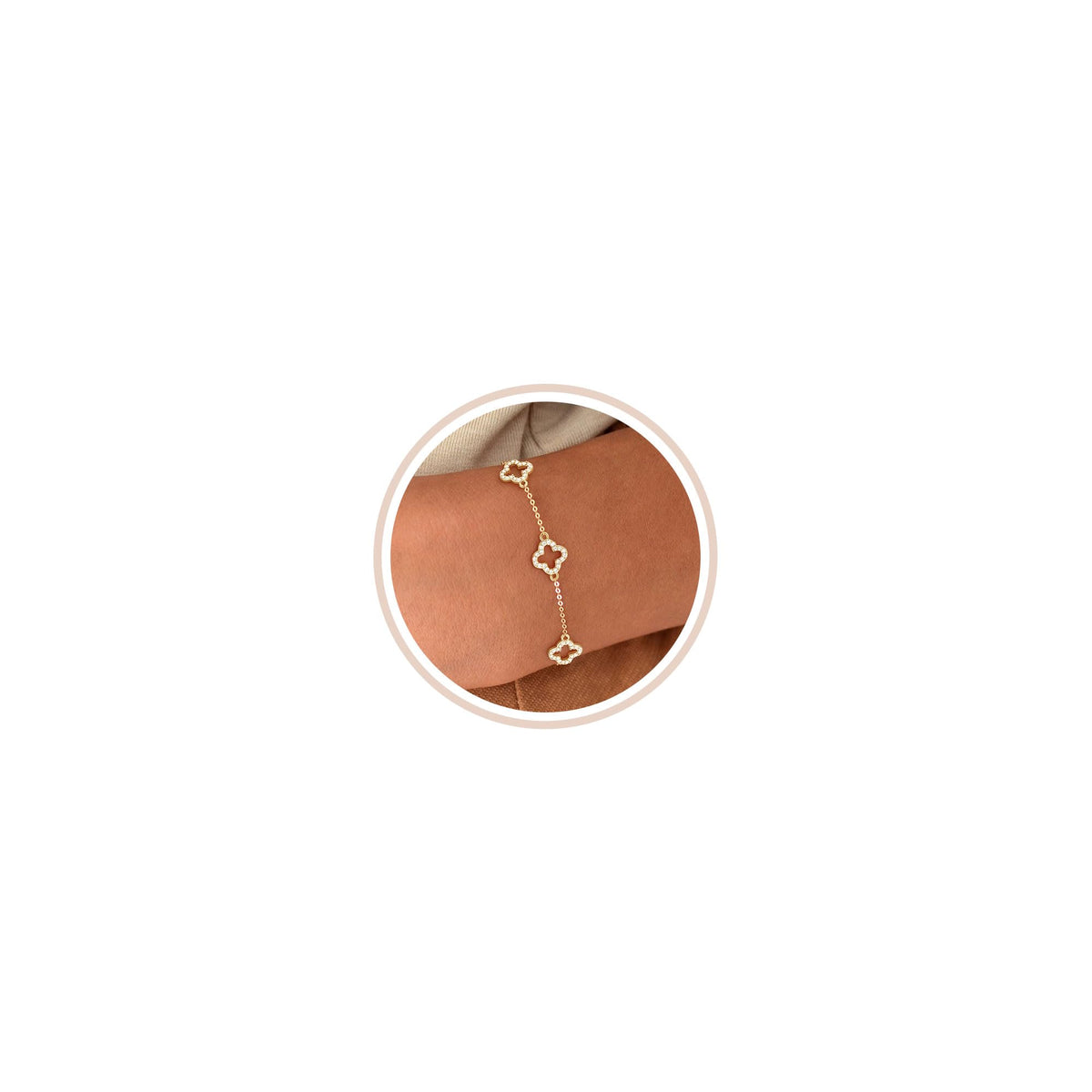 Gold Bracelets for Women Non Tarnish 14K Gold Plated Clover Bracelet