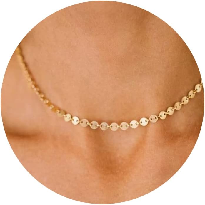 CHESKY 14K Gold Plated Silver Dainty Satellite Choker Necklace for Women