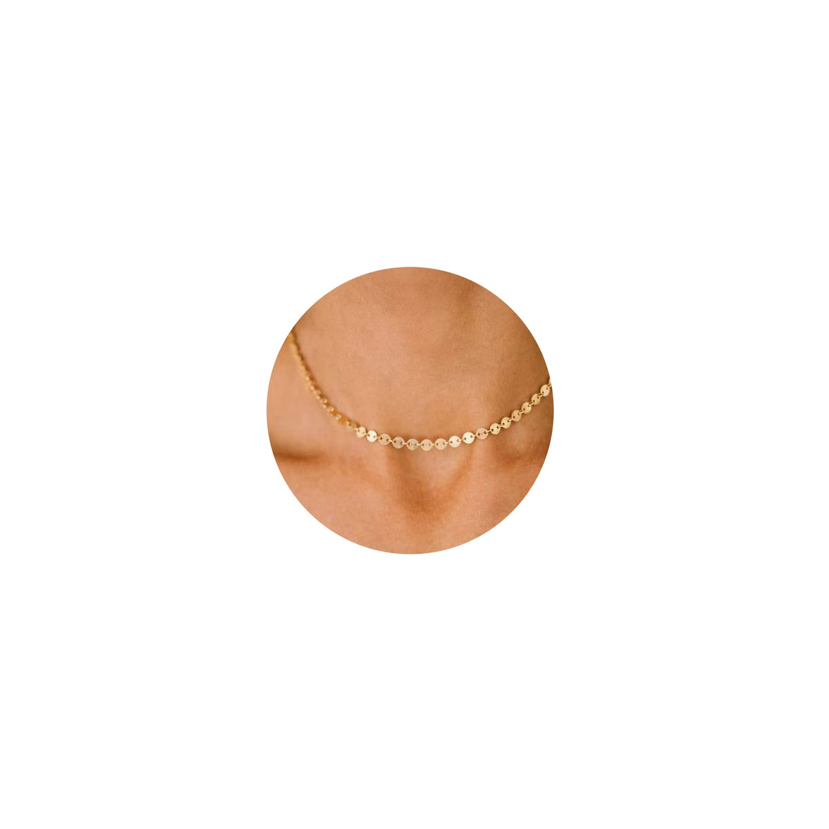 CHESKY 14K Gold Plated Silver Dainty Satellite Choker Necklace for Women