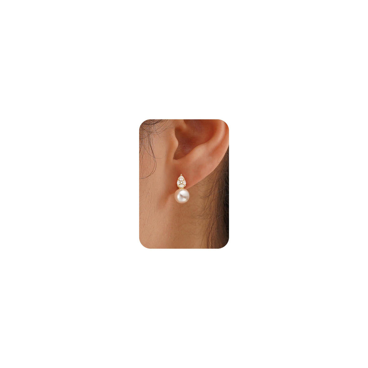 Plenky Pearl Earrings-14K Gold Plated Dainty Pearl Drop Simple Wedding CZ Dangle Dangling Cute Stud Earrings for Brides Earrings for Women Gifts