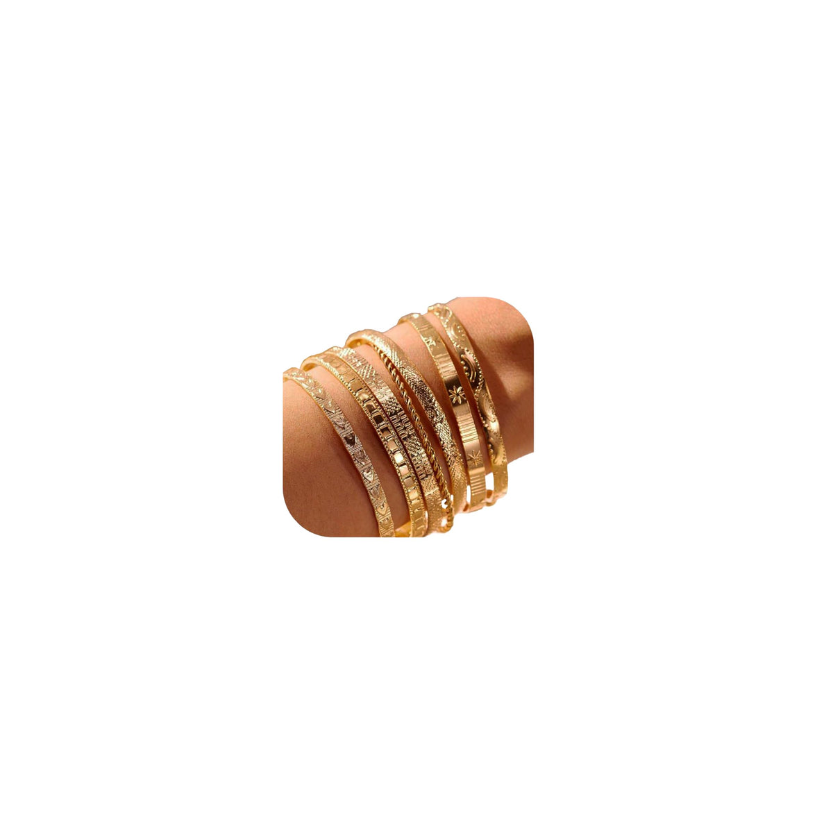 ÌF ME Gold Bangle Bracelets for Women, Indian Bangles Stackable Set, Multi Layer Textured 18K Gold Plated Chunky Bracelets Boho Jewelrys Set