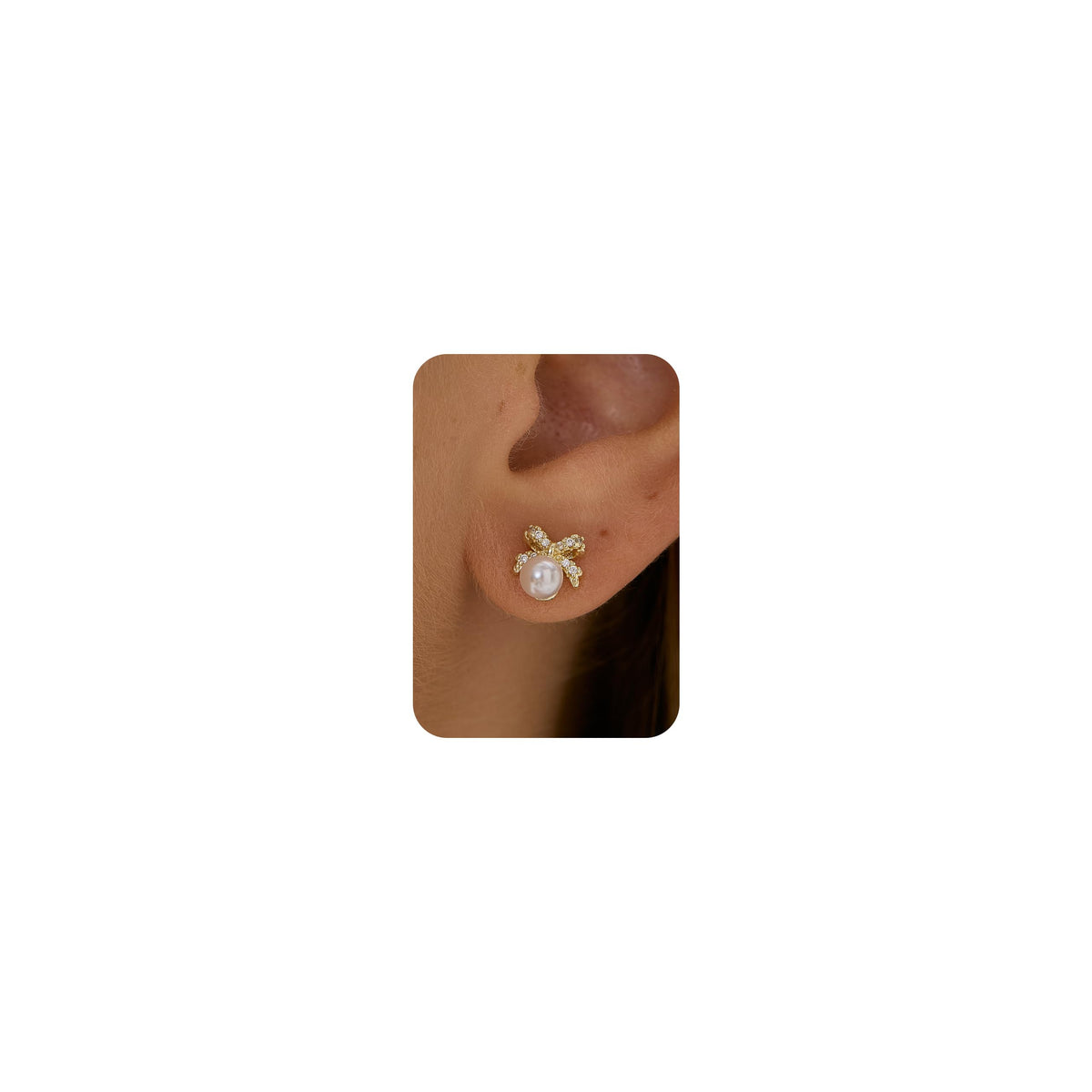 Plenky Pearl Earrings-14K Gold Plated Dainty Pearl Drop Simple Wedding CZ Dangle Dangling Cute Stud Earrings for Brides Earrings for Women Gifts