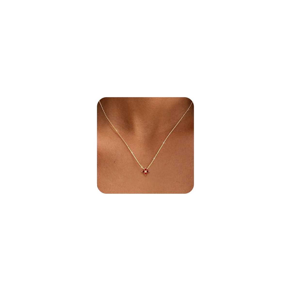 ZHESHY Birthstone Gold Necklaces for Women Dainty 14K Gold Plated Necklace