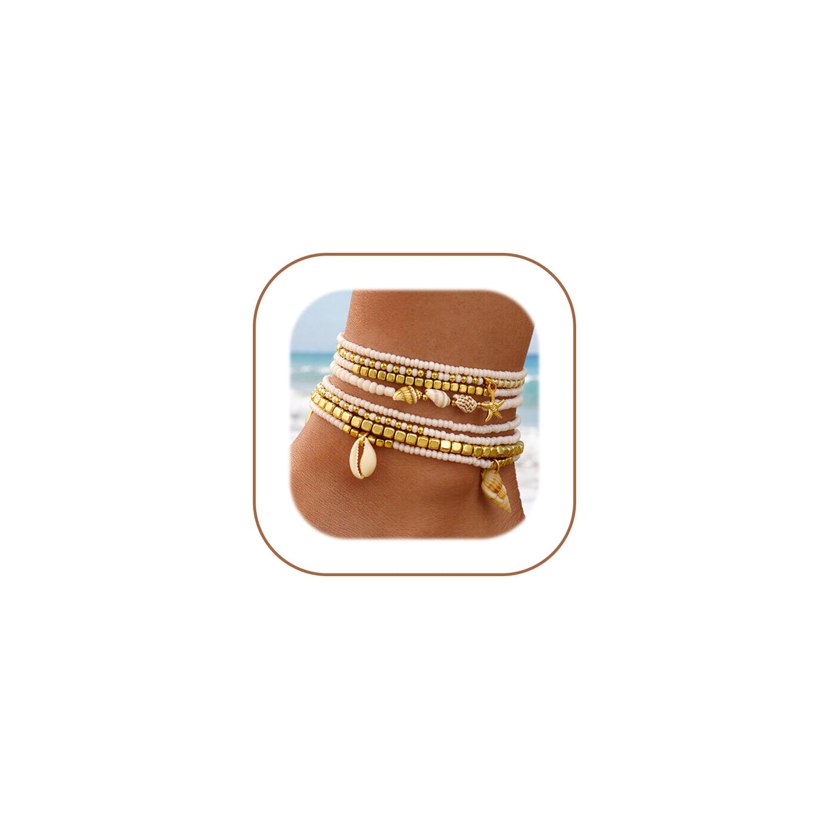 iF YOU Gold Ankle Bracelets for Women, 14k Gold Plated Waterproof Cuban Link Chain Anklets Set, Layered Anklet Bracelets for Women Beach Gift Adjustable Size 5pcs