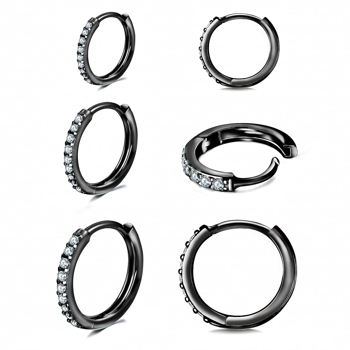 3 Pairs 925 Sterling Silver Small Hoop Earrings for Women Men
