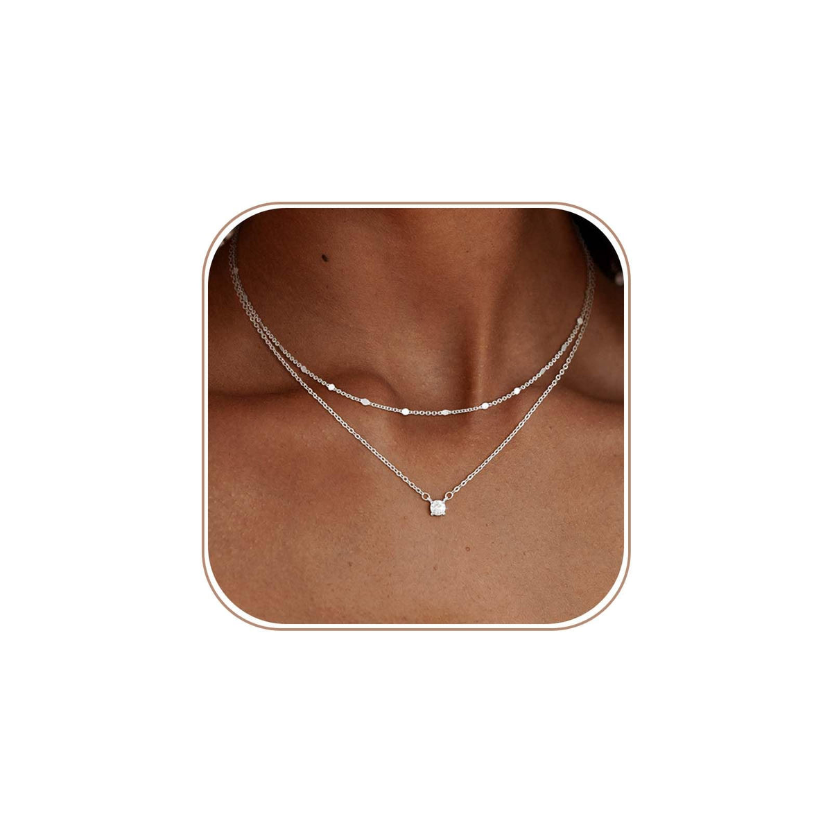 Coshilta Layered Gold Necklaces for Women, 14K Plated Gold Sterling Silver Plated Dainty Pendant Necklace Set with Cubic Zirconia,Stackable Chain Choker,Trendy Personalized Jewelry Gift Non Tarnish